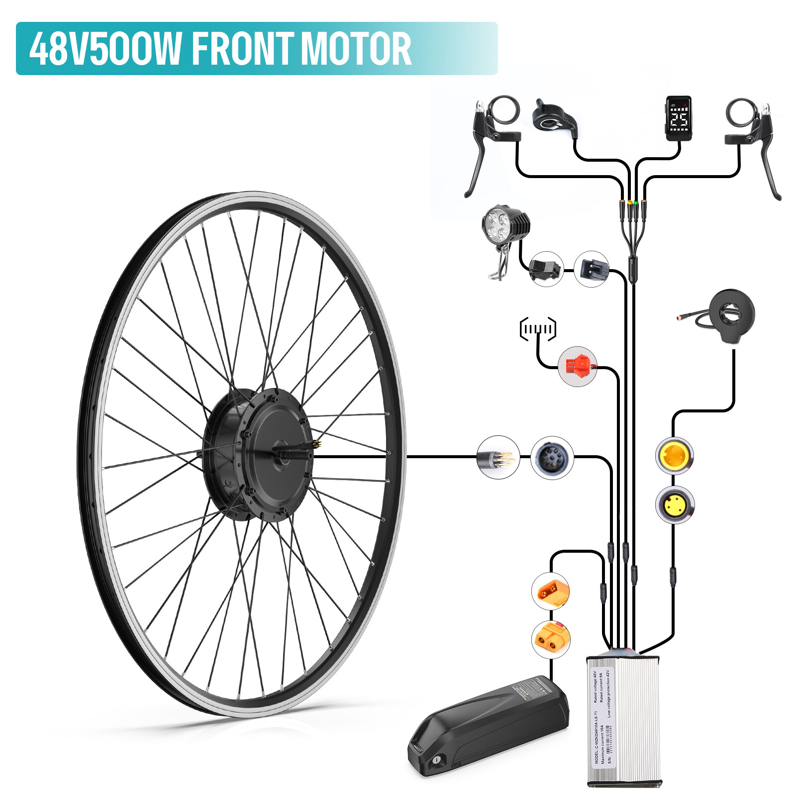 48V 500W Bafang Electric Bike 26″ 700C Front Motor with Wheel Conversion Kits