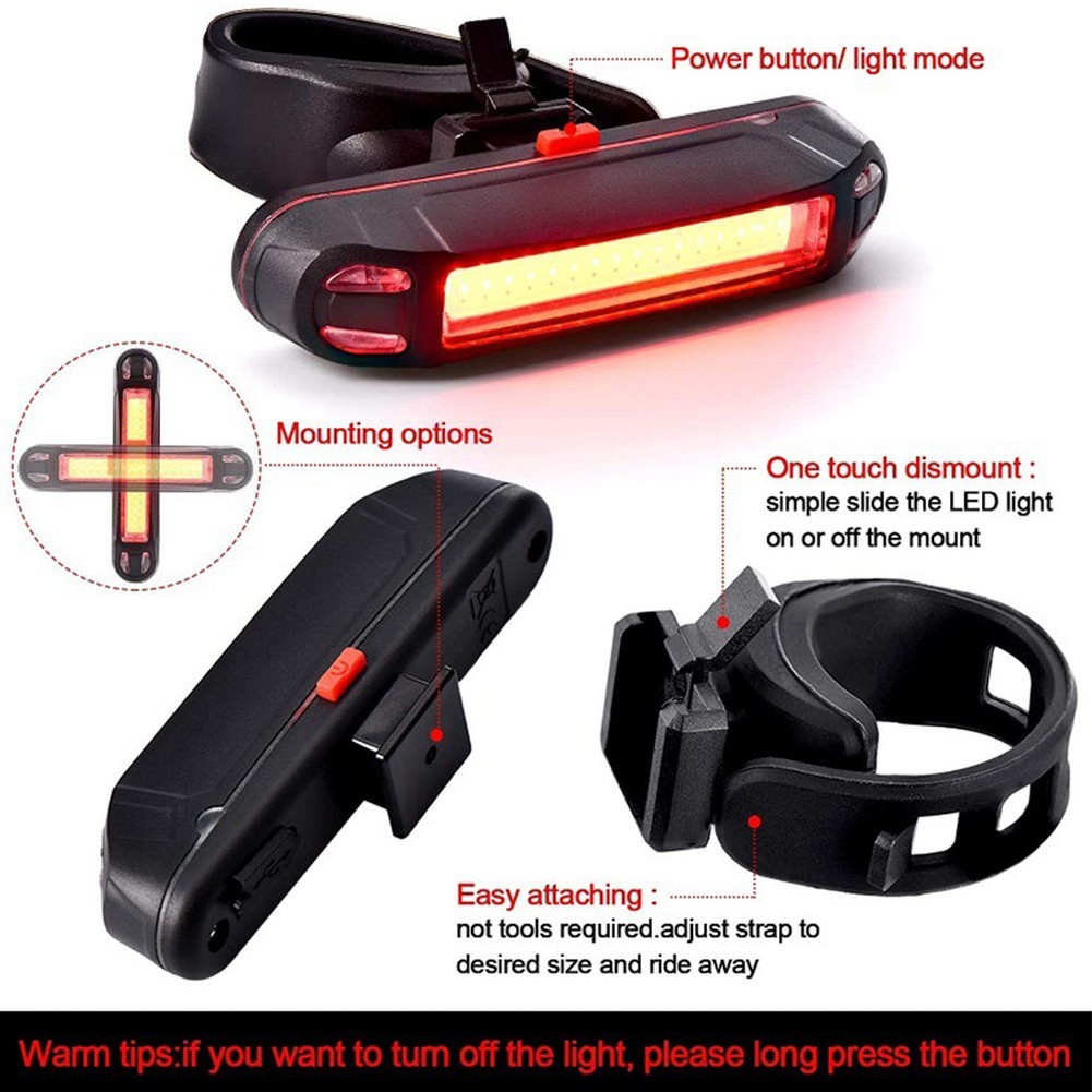 USB Rechargeable LED Bicycle Headlight Bike Front Rear Lamp Cycling Taillight