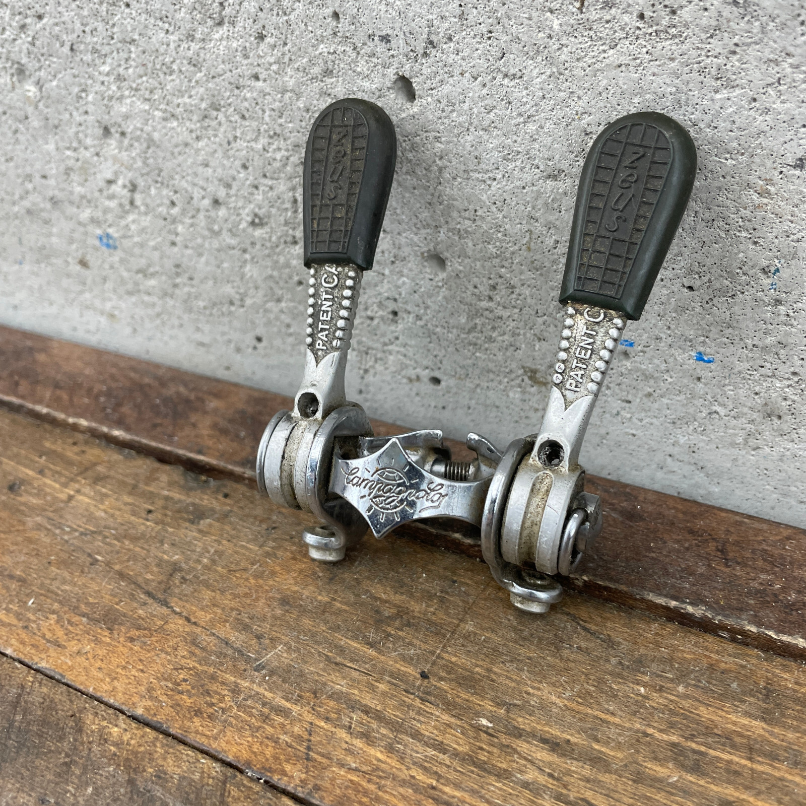 Vintage Campagnolo Record Down Tube Shifter Set Zeus Covers Shift Lever Clamp