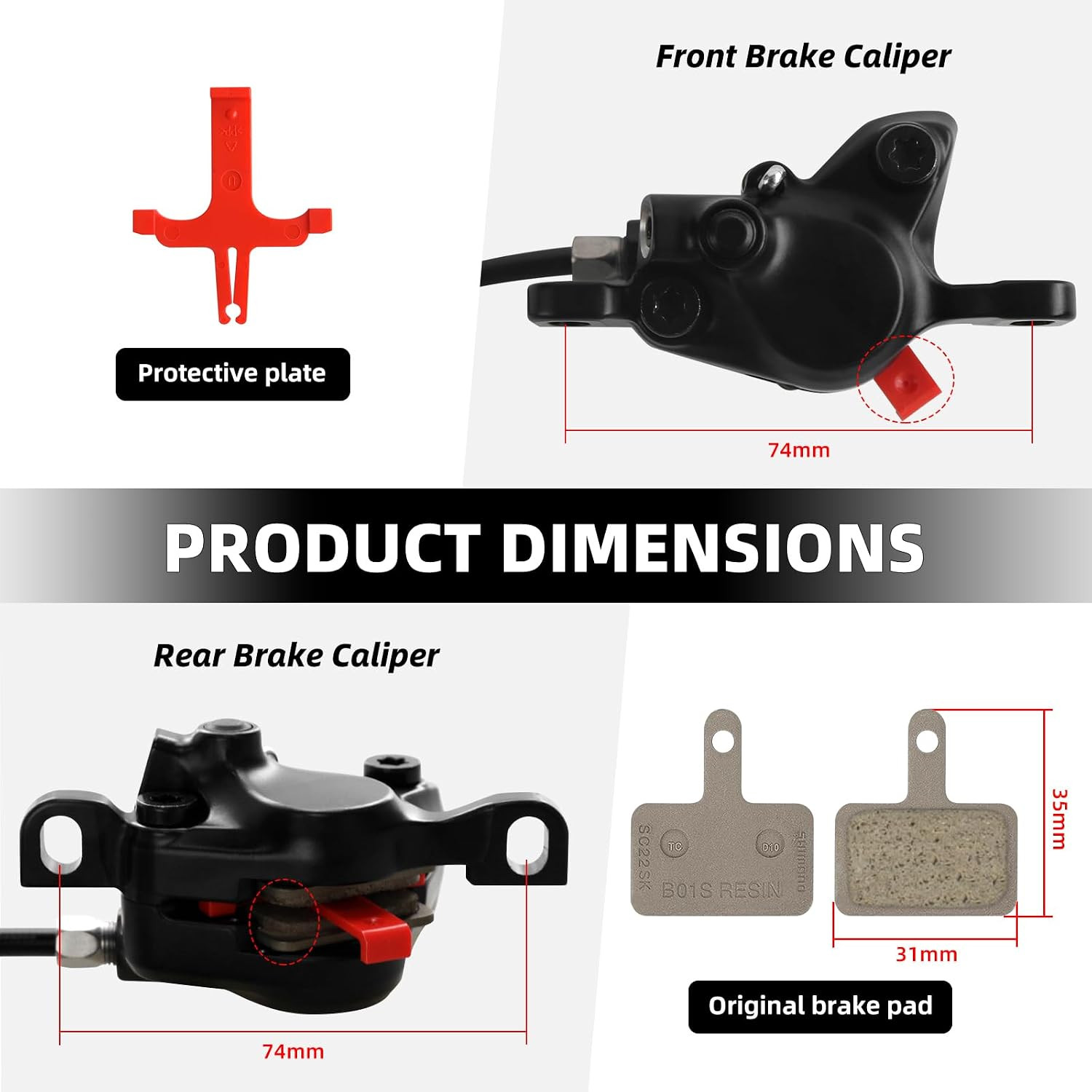 MT200 MTB Hydraulic Disc Brakes Set Left Front 800mm Right Rear 1450mm Mountain