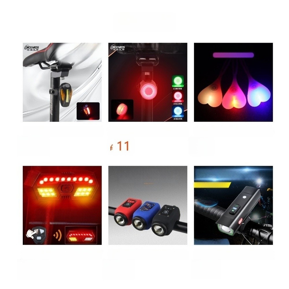 For Rainy Days USB Bike Light Set Waterproof Front Rear Light 7 Lighting Modes
