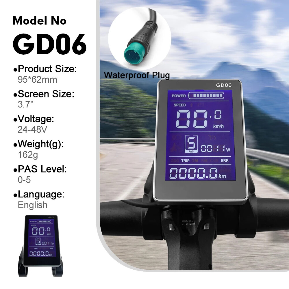 E-bike Display 24V/36V/48V/60V/72V Waterproof/SM Plug for E-bike Conversion Kit
