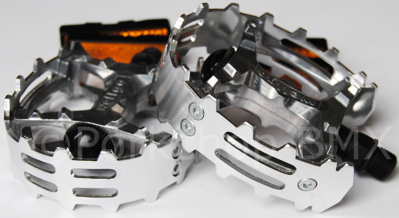 Wellgo XC-II style bear trap alloy BMX pedals 9/16″ SILVER