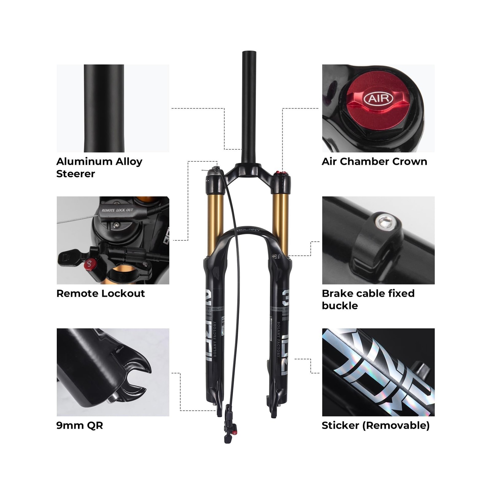 BOLANY 26/27.5/29 inch MTB Bicycle Magnesium Alloy Suspension Fork, Tapered S…