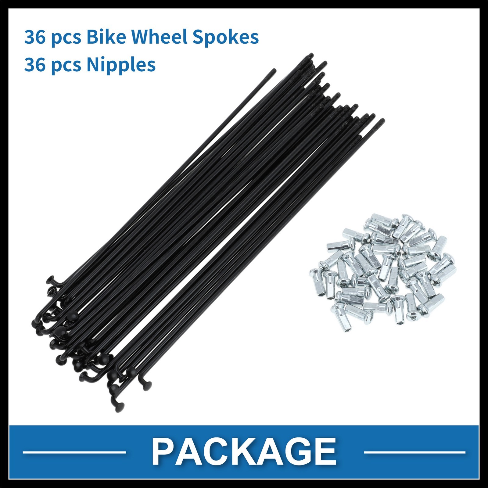 1Set 12G 185mm Length Bicycle Spoke Nipple Carbon Steel Black Universal