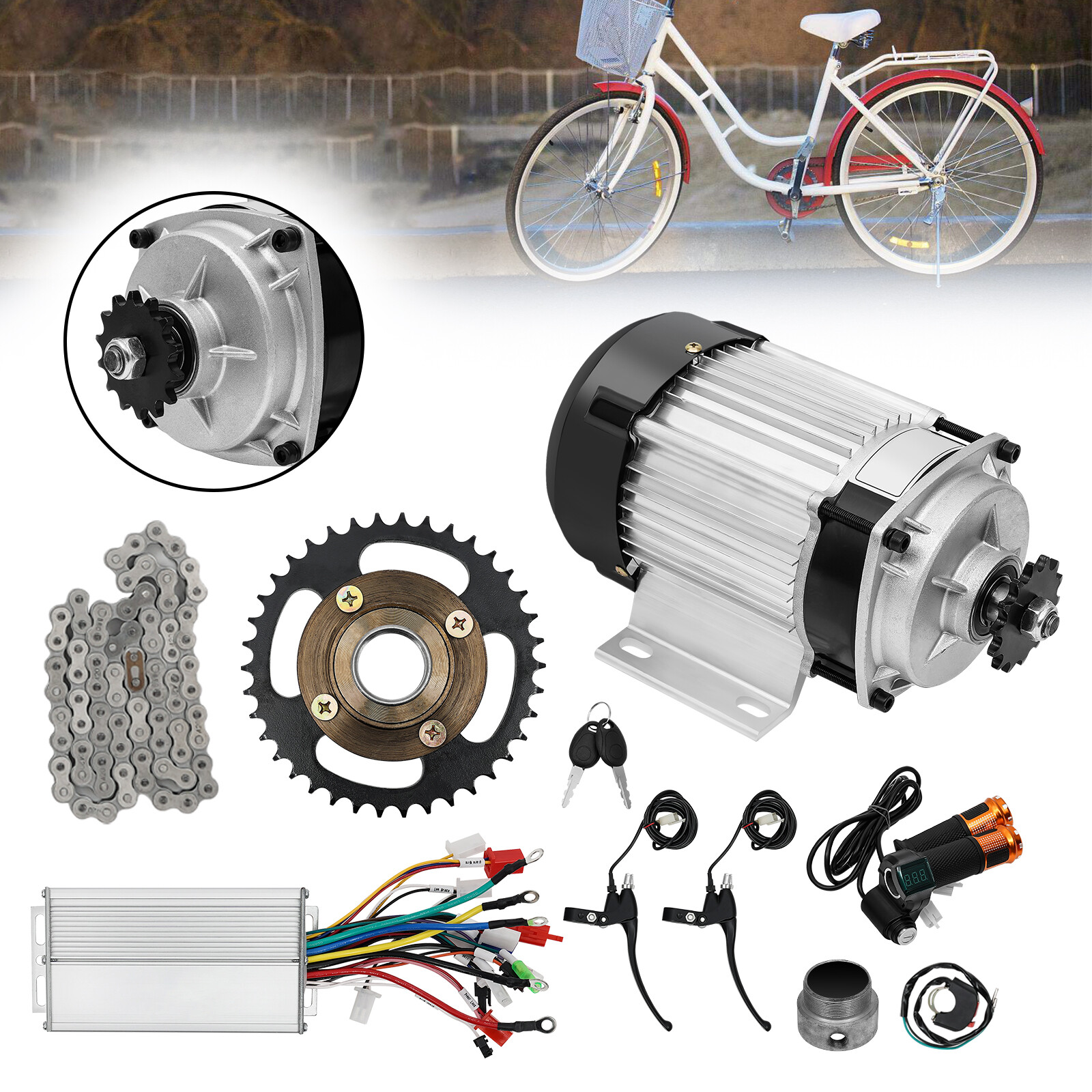 48V Tricycle Electric Conversion Kit Brushless Geared Motor Kit Motor Controller