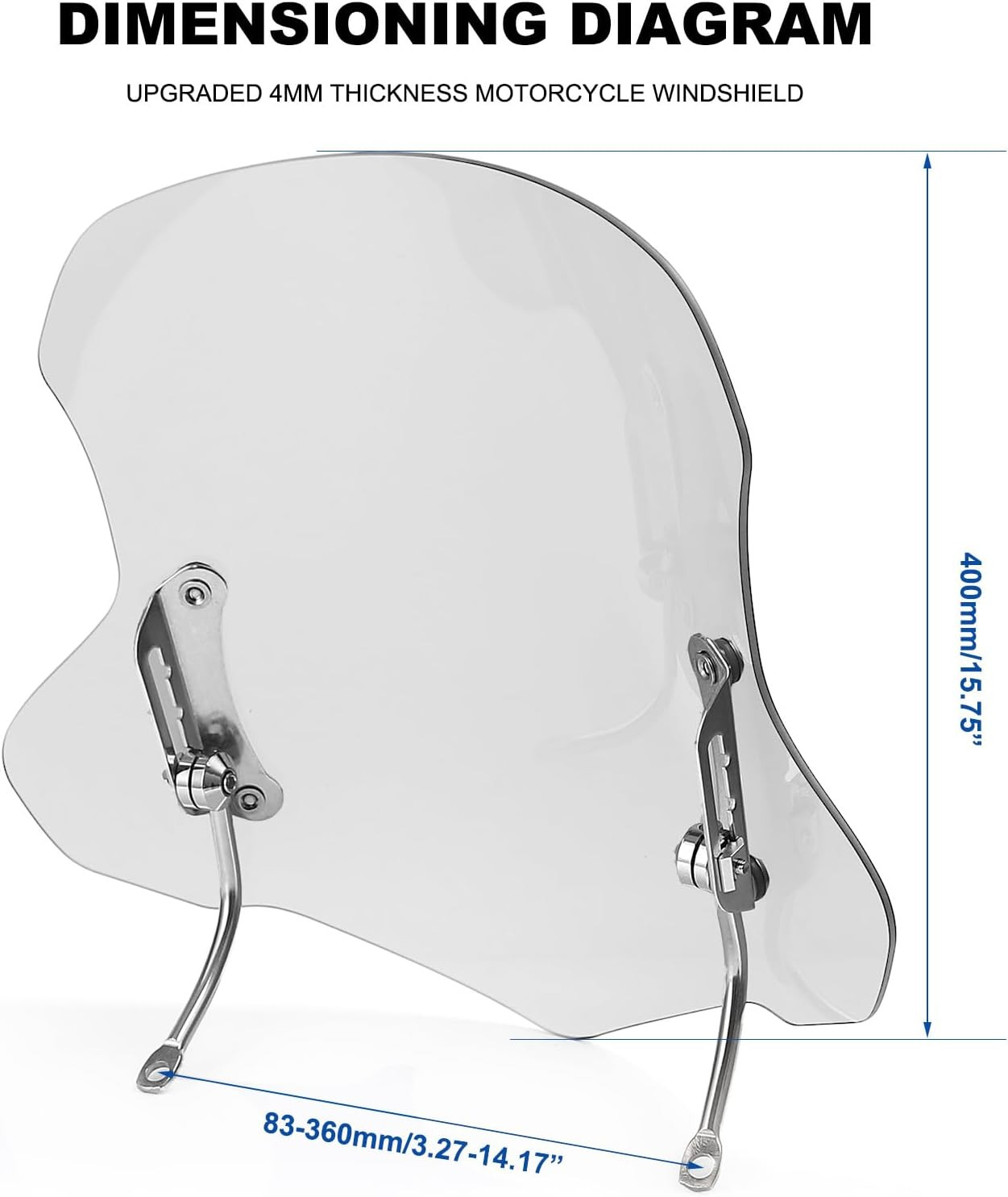 Motorcycle Scooter Windshield 4 Millimeters Transparent Plastic Acrylic Comes wi