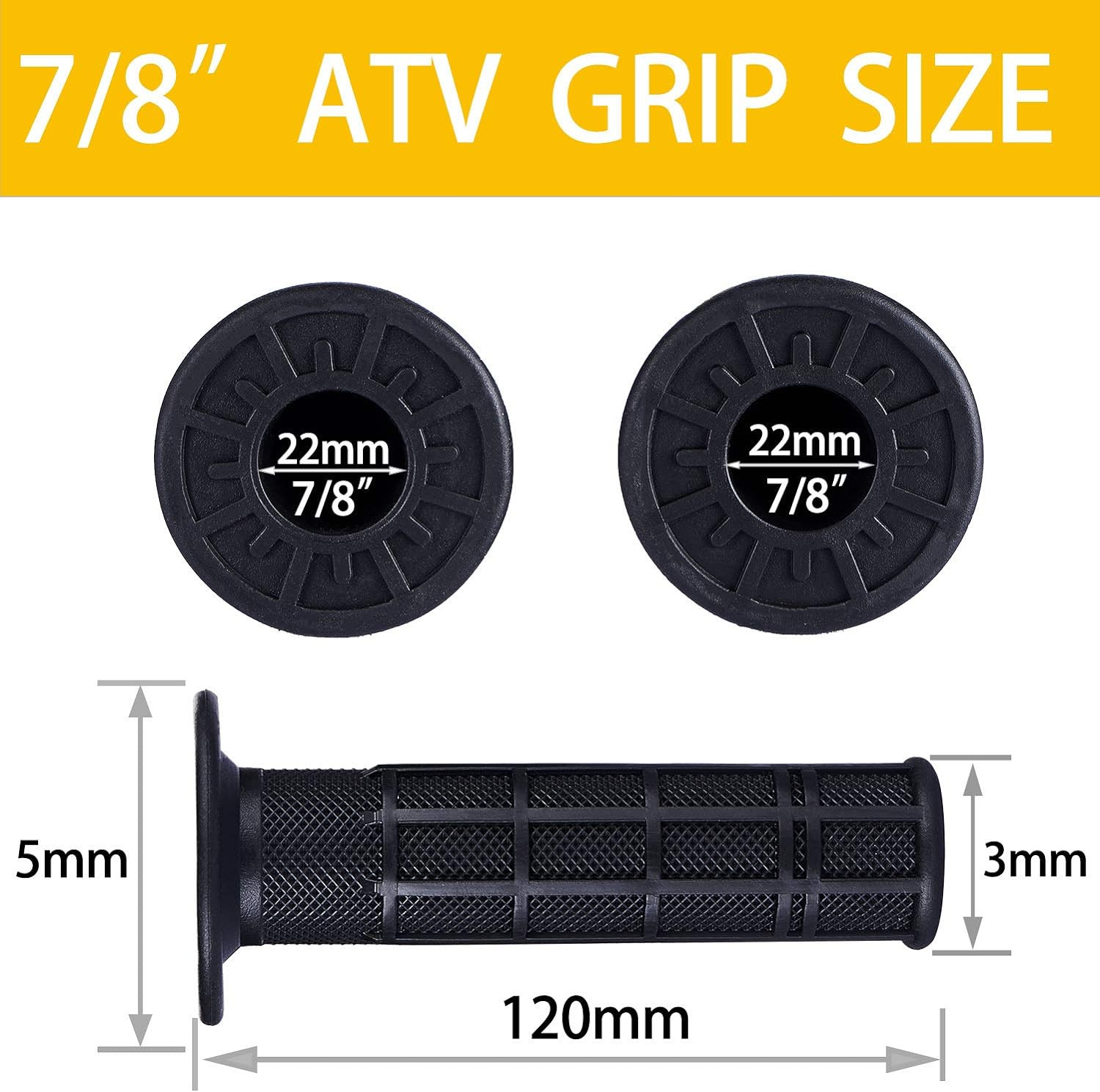 7/8» ATV Grips Universal Handlebar Grips Soft Rubber Motorcycle Grip for ATV Po