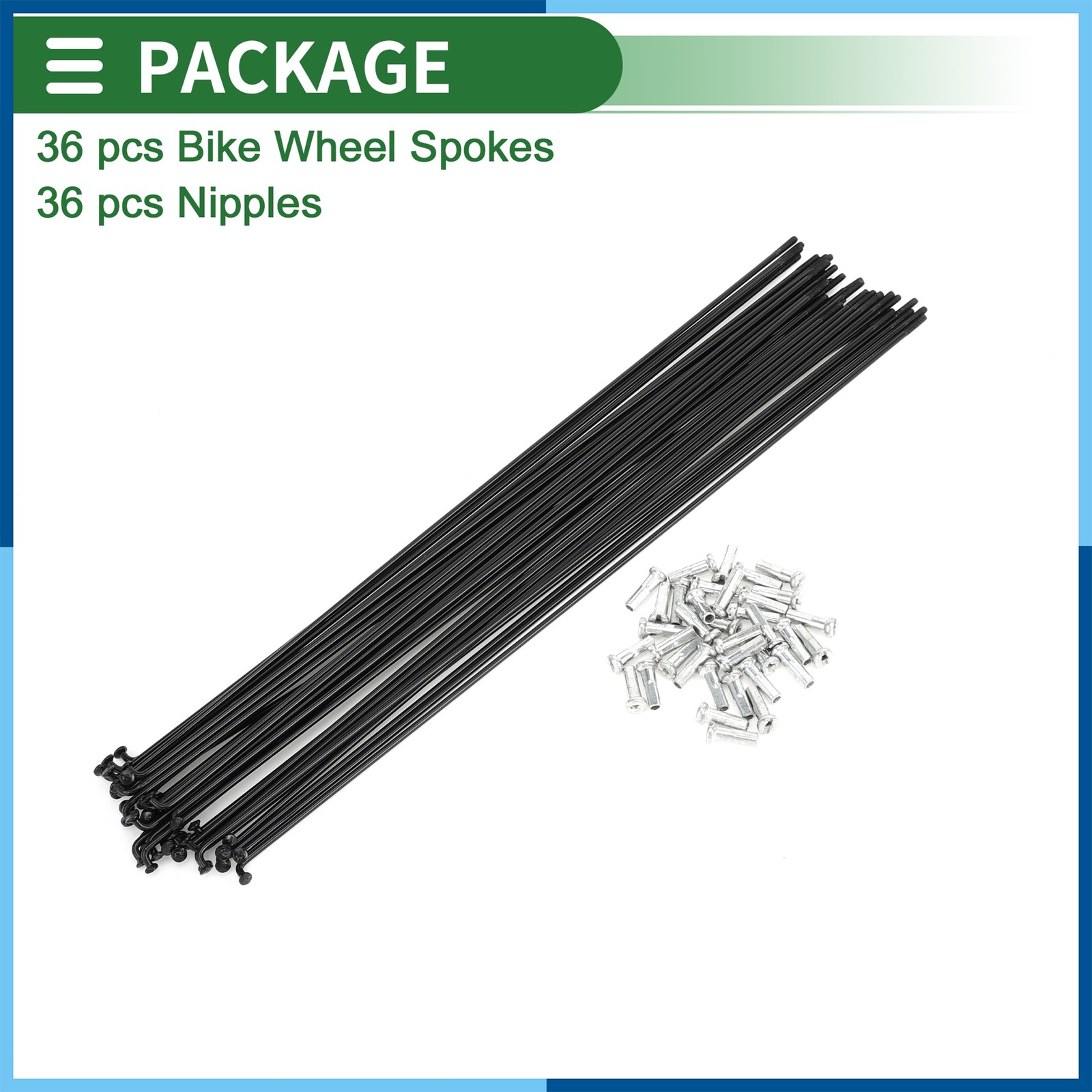 14G 280mm Length Bicycle Spokes Nipple Carbon Steel Black Universal