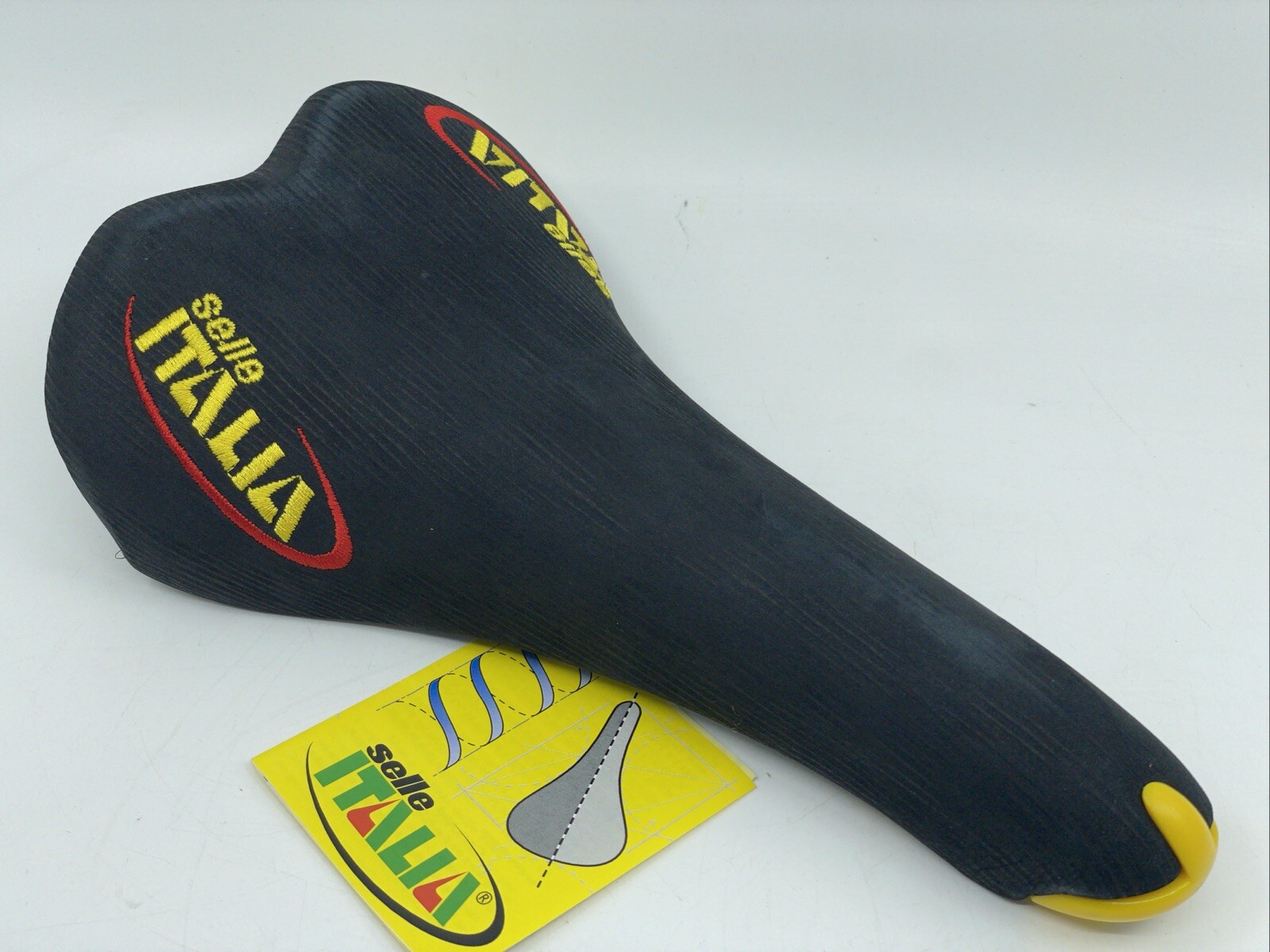 NOS VINTAGE 1999 Selle Italia Turbomatic 3 Black Leather Manganese Rail Saddle