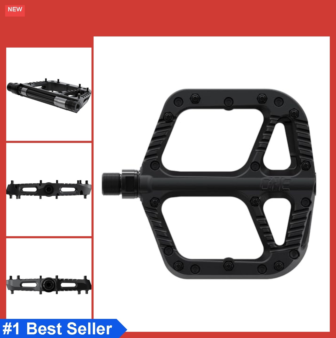 Composite Pedals 115x105mm Nylon Flat MTB Bike 10 Pins Lightweight 355g 9/16