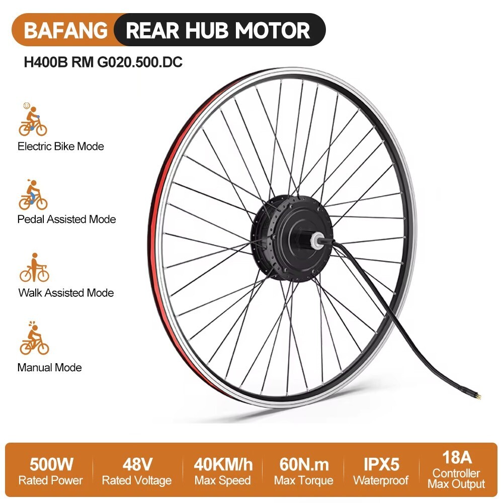 BAFANG 48V500W Rear Hub Motor 26″27.5»700C Wheel Hub Motor Ebike Conversion Kit
