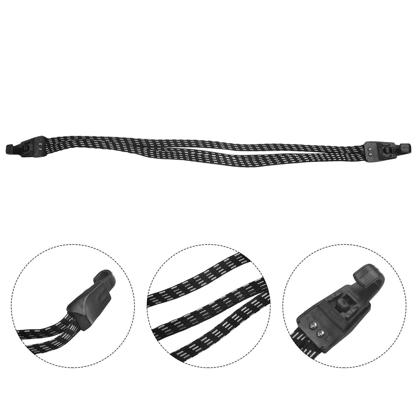 68cm/26.72 Inch 3 In 1 Bike Luggage Strap High Elastic Rope Metal Hooks