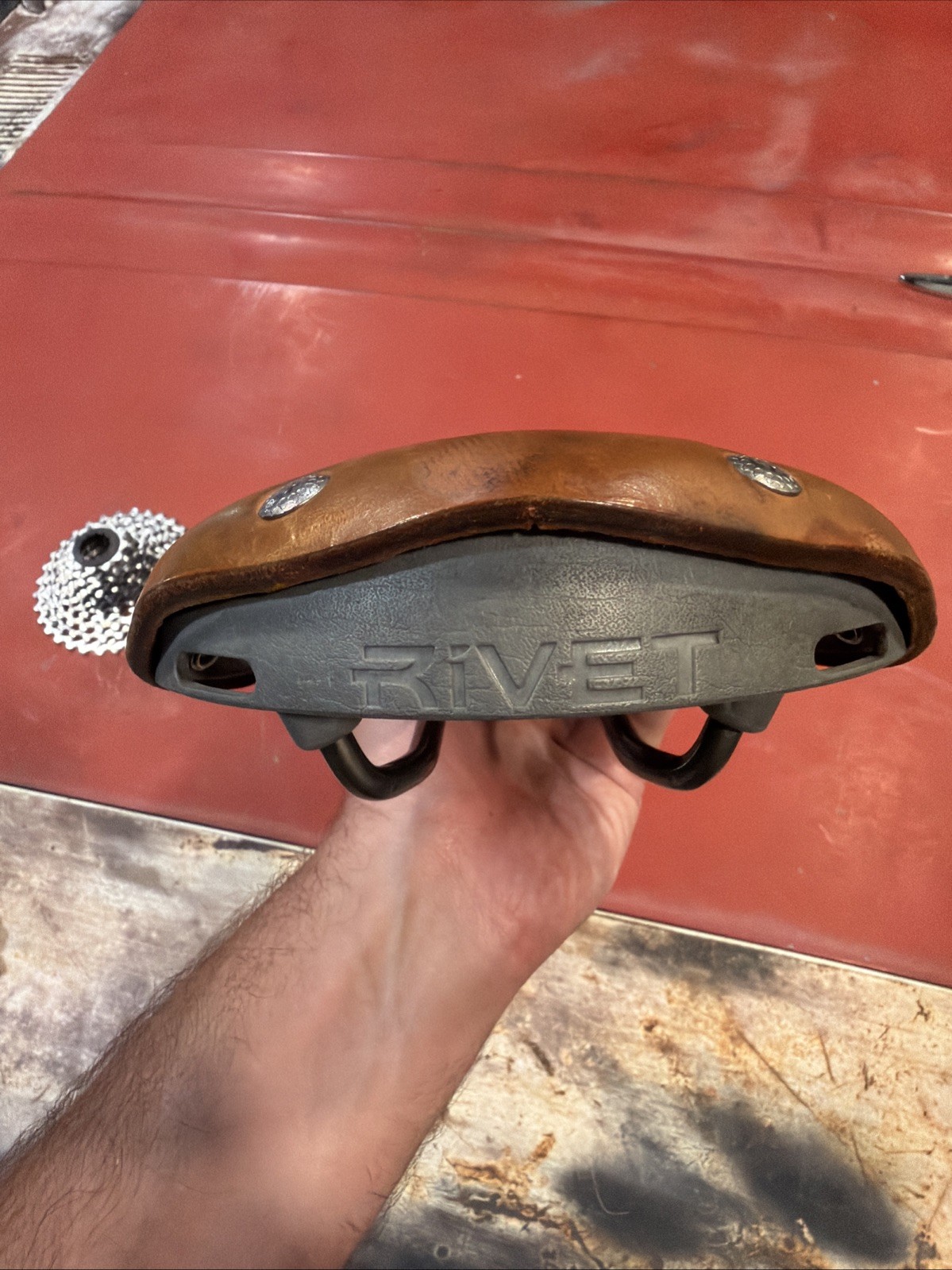 Rivet Cycle Works Brown Leather Saddle Seat titanium Rails The Independence