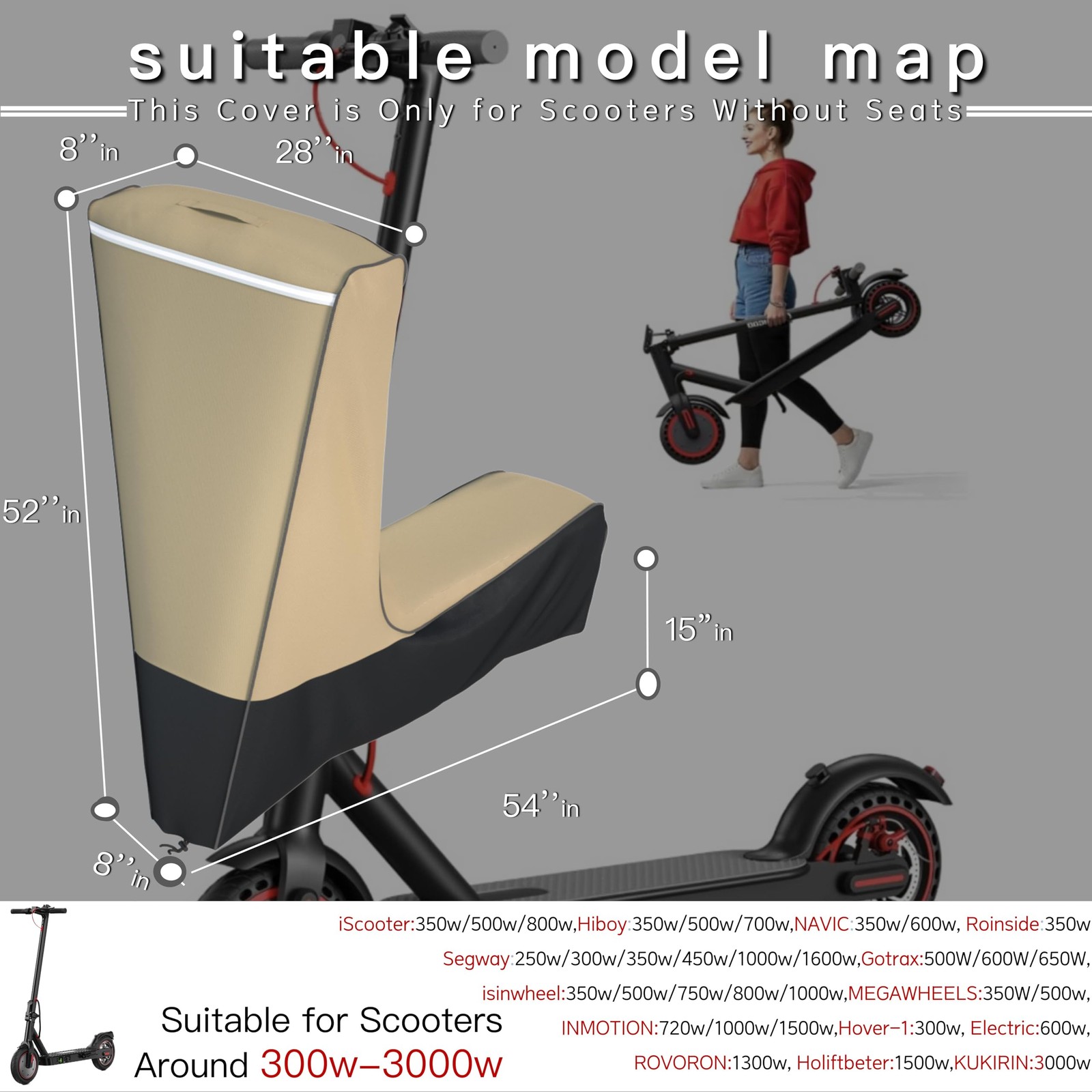 Electric Scooter Cover Waterproof Outdoor – 300W-3000W All Season Universal F…