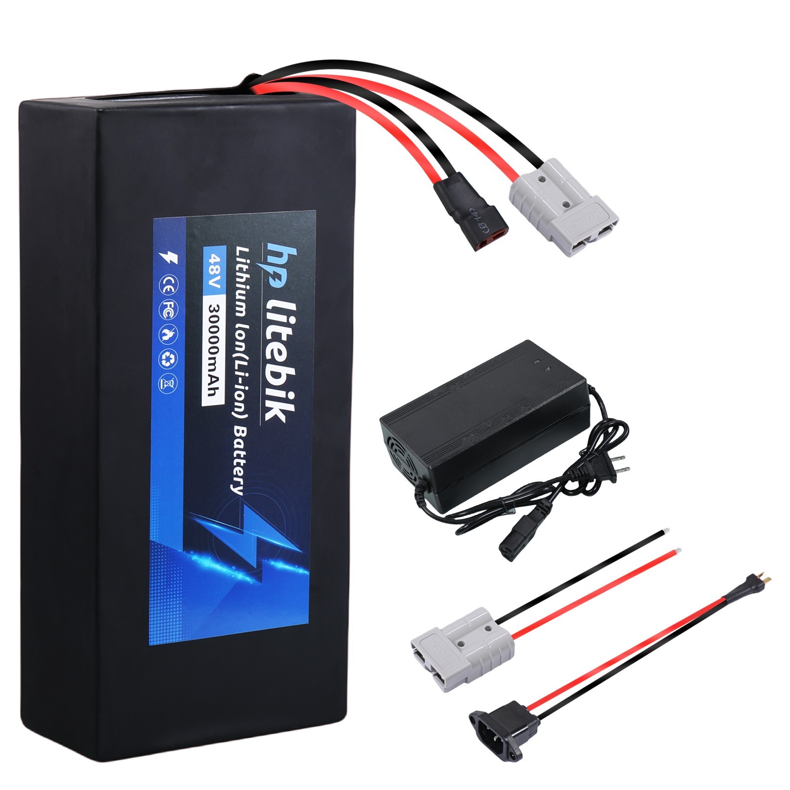 48V Lithium Battery 30AH Anderson plug for 2400W Motor 50A BMS electric bike