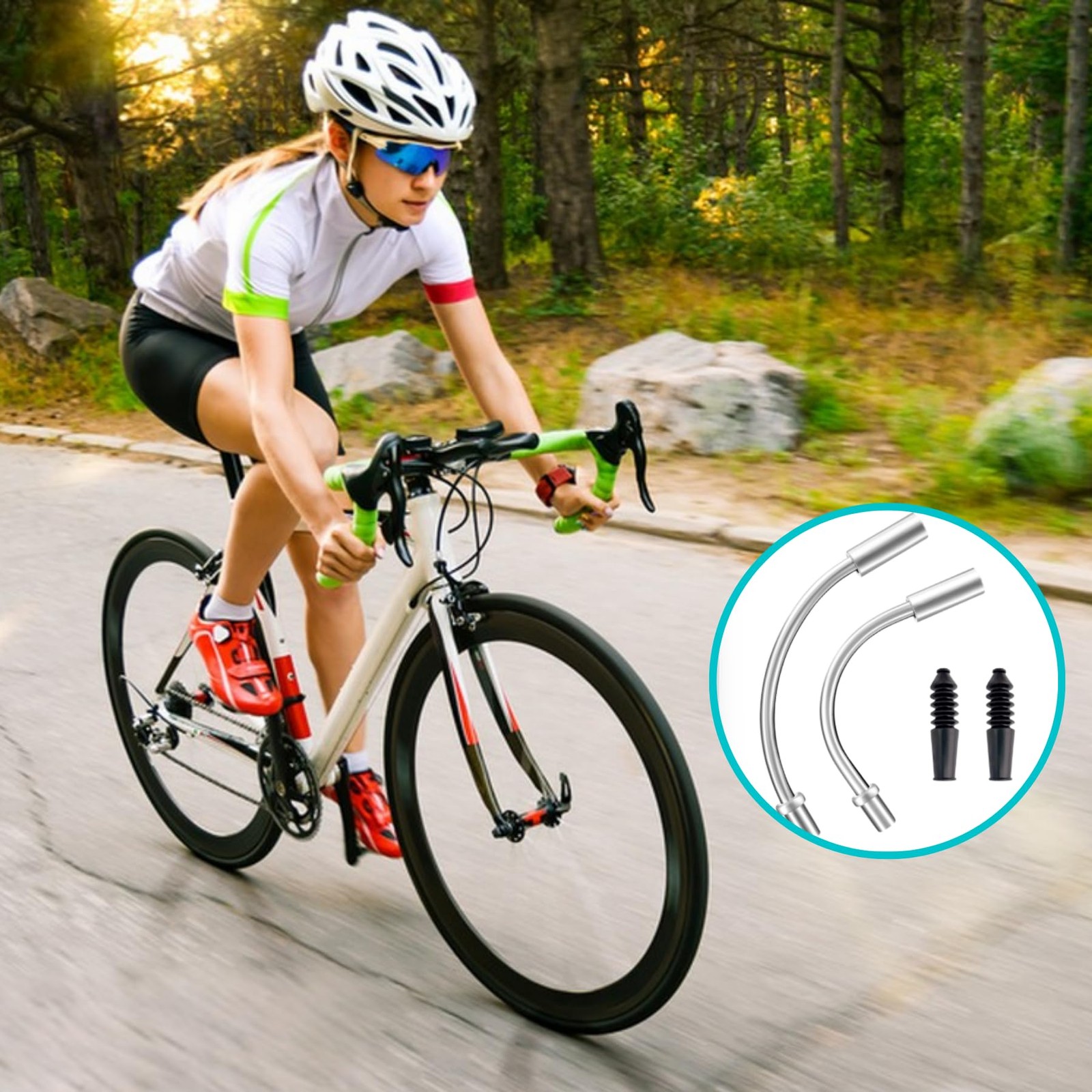 Bike V Brake Noodle Cable Guide Pipe, Bicycle Brake Pipe with Rubber Boots fo…