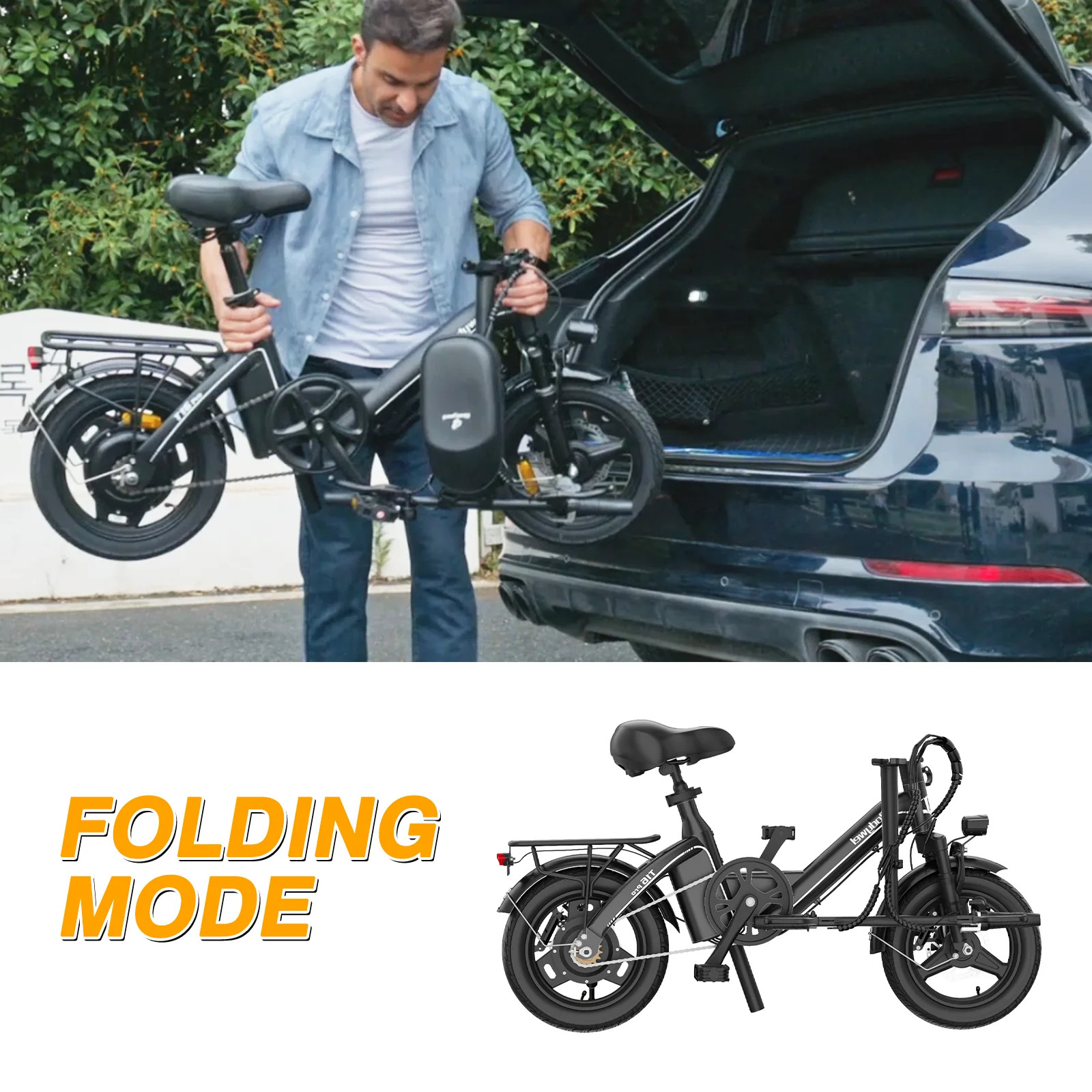 Folding Electric Bike 500W UL Certified 36V 13Ah 30 Mile Range Compact