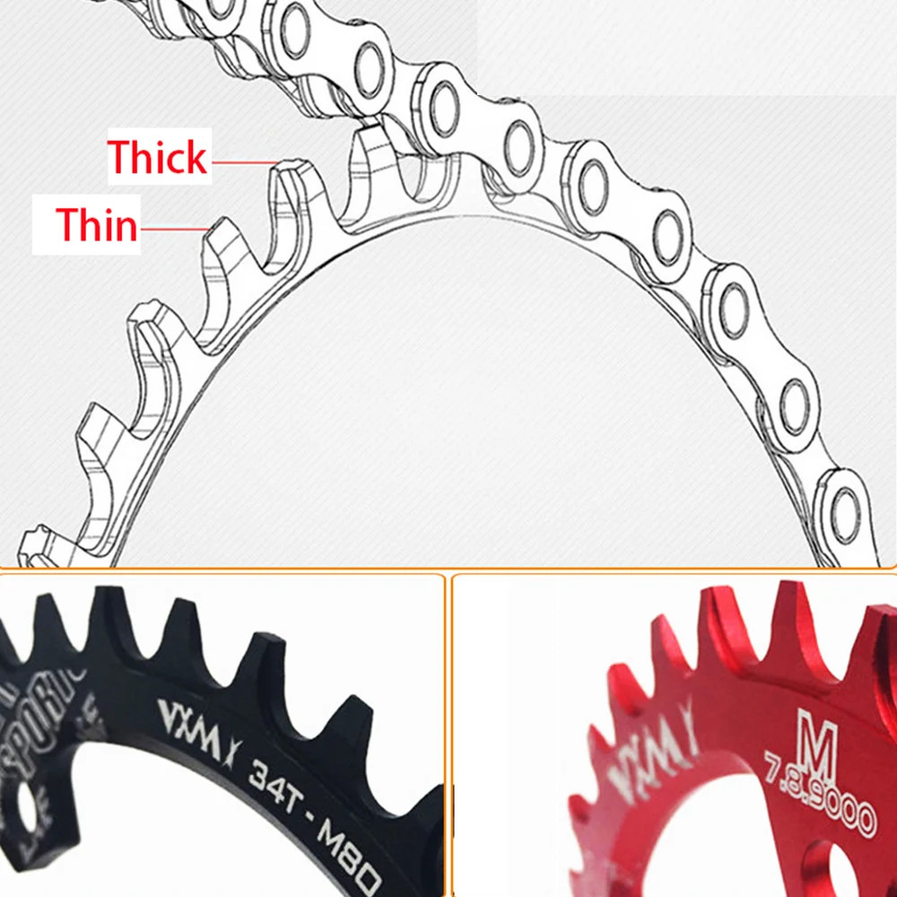 round Oval 96BCD Chainring MTB Mountain 96Bcds Bike Bicycle 32T 34T 36T 38T Crow