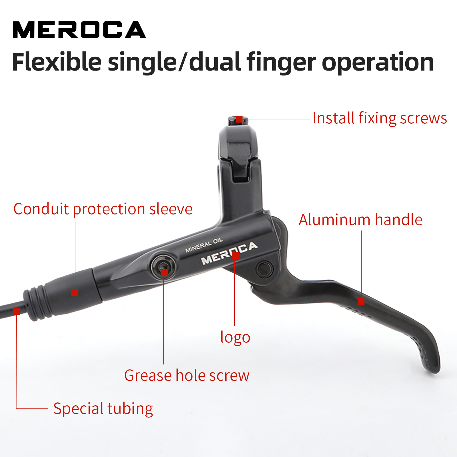 MEROCA 4-Piston Caliper Hydraulic Disc Brake Lever Set Front Rear 800/1400mm