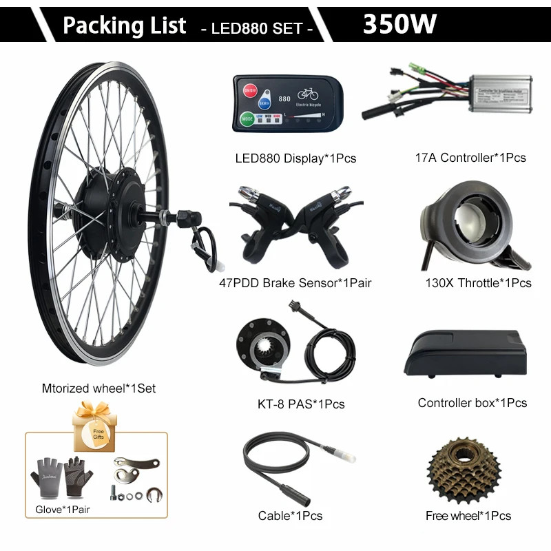 Electric Bike Conversion Kit 36V 48V 350W Rear Rotate Brushless Hub Motor Wheel