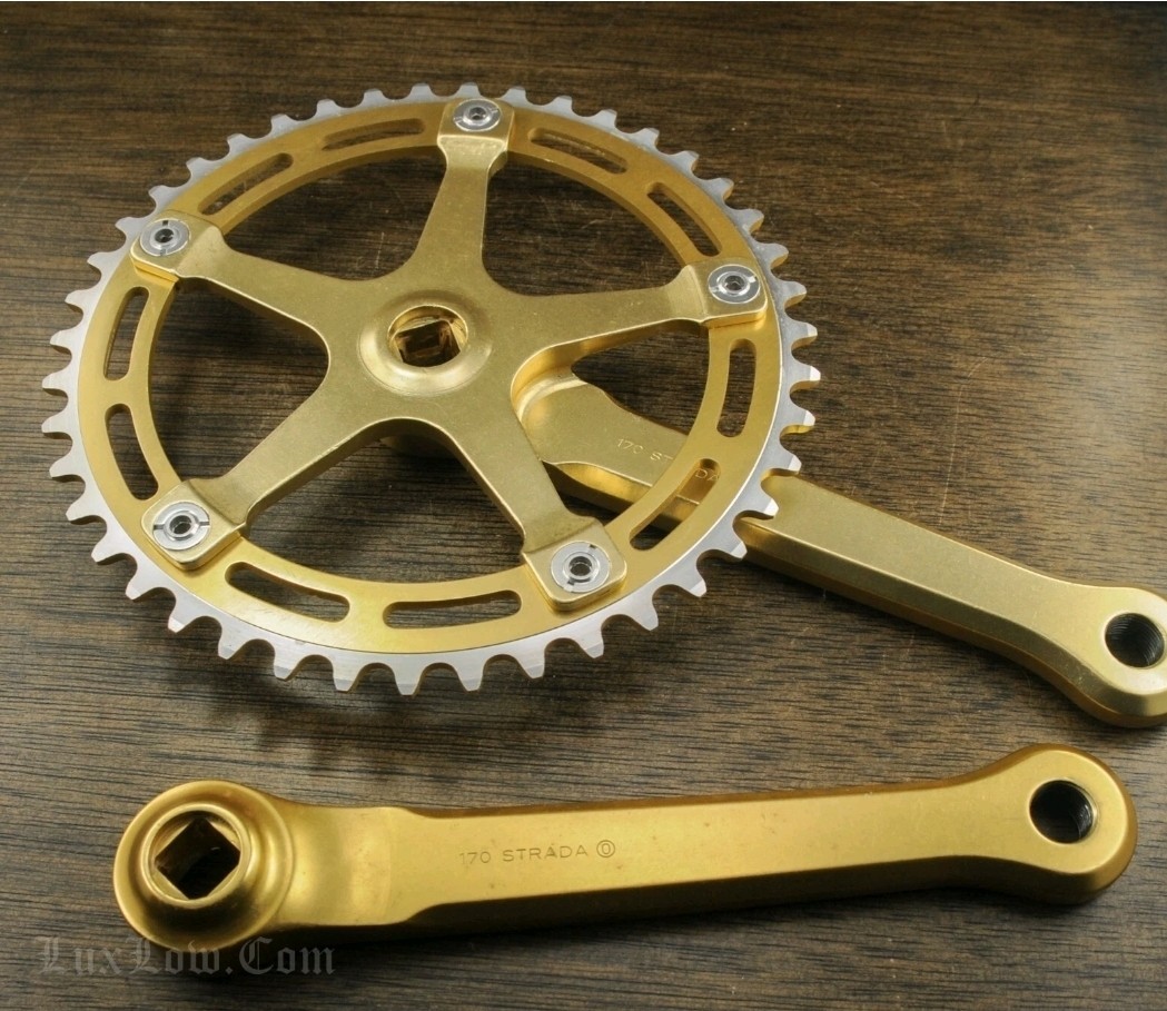 Vintage 80s Campagnolo Old School Gold BMX Bike CRANKS 170 43t NOS Pista Bicycle