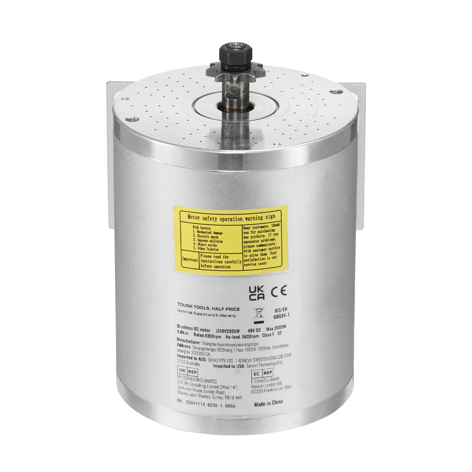 Uimoso 48V 2000W Brushless DC Motor Kit with Speed Controller, 4300 RPM