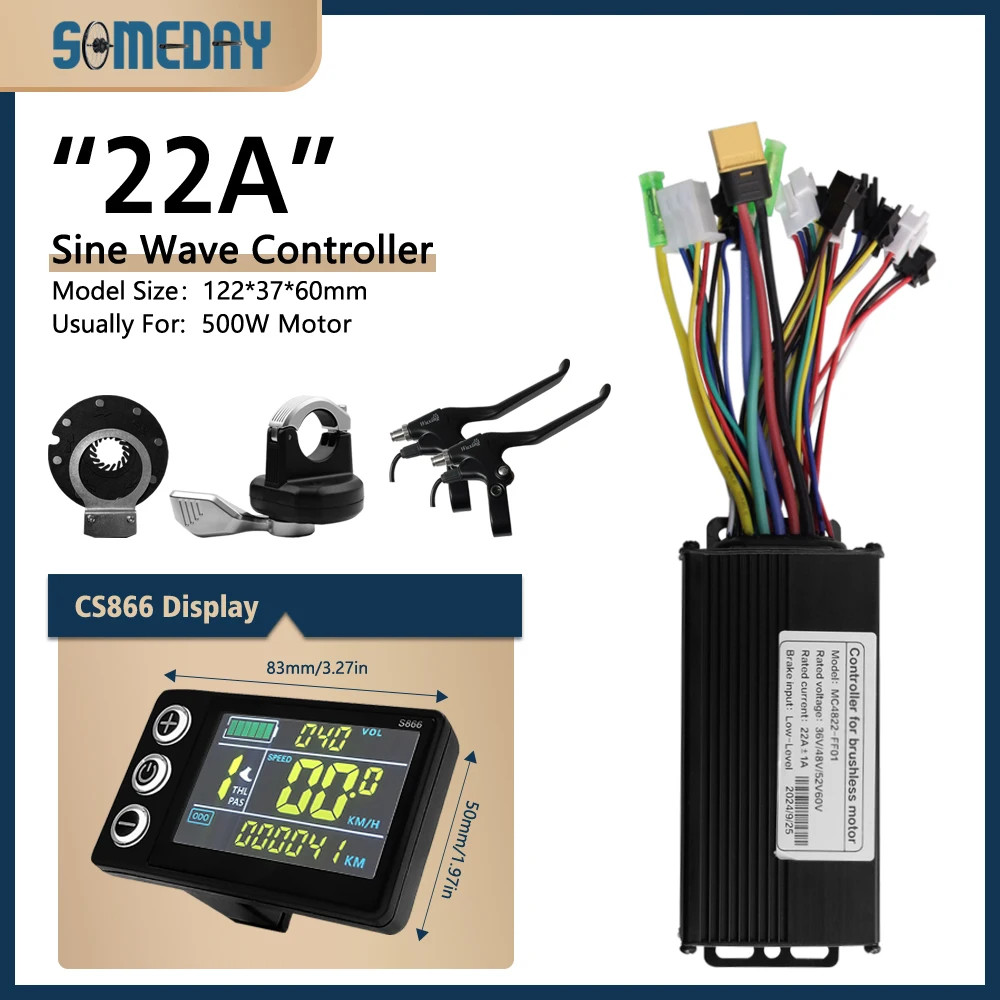 22A E-bike 3 Mode Sinewaves Controller Brushless with Display 36V/48V/52V/60V