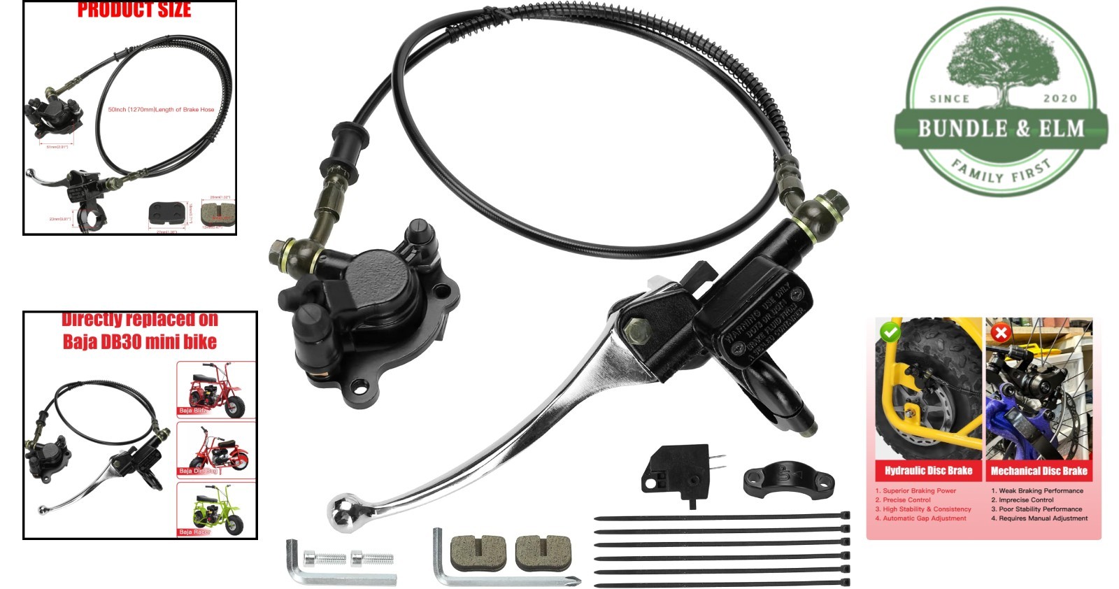 Hydraulic Brake Assembly for Mini Bikes, Superior Stopping Power and Durability