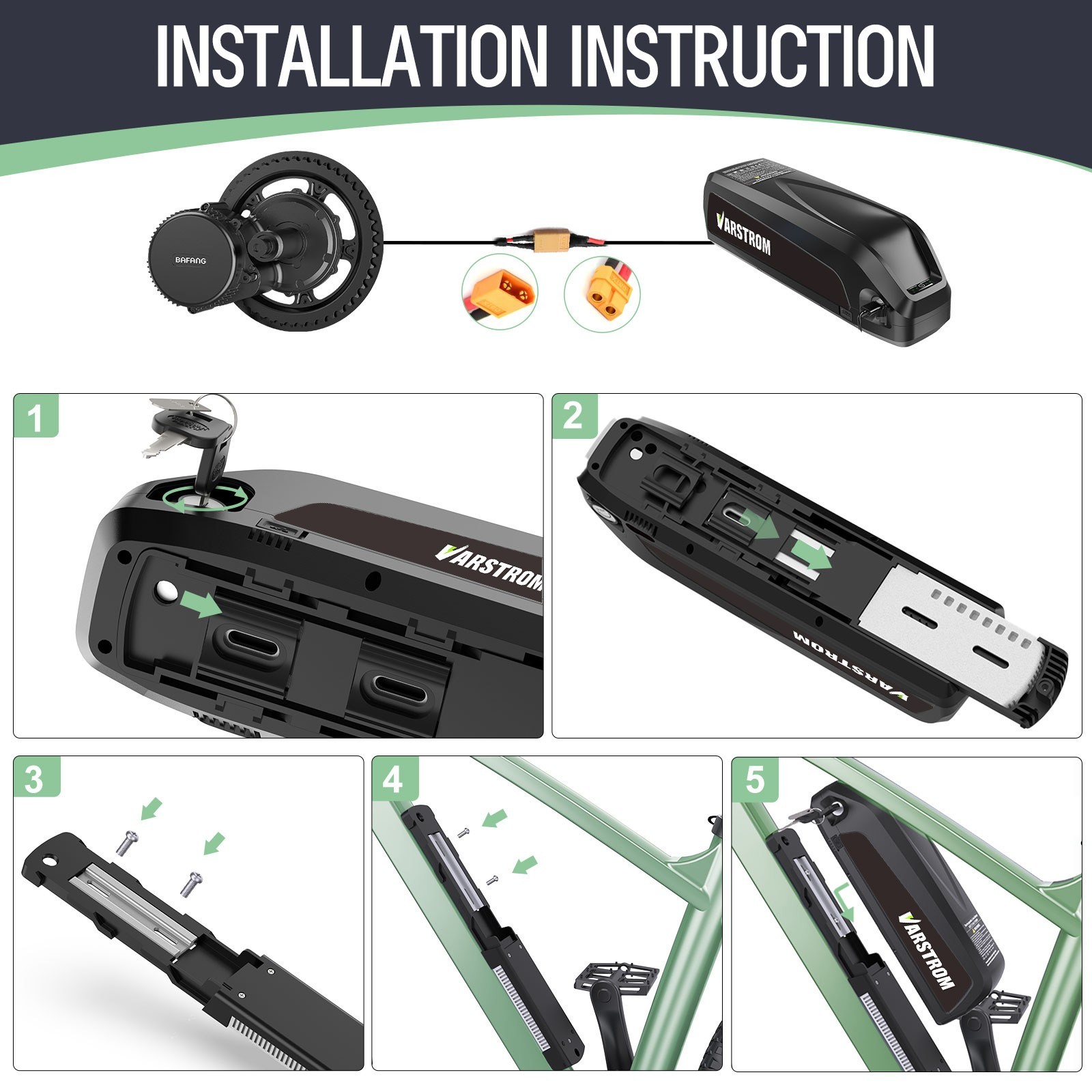 48V 13Ah Electric Bicycle Ebike Lithium Battery 30A BMS Rechargeable 1000 cycles