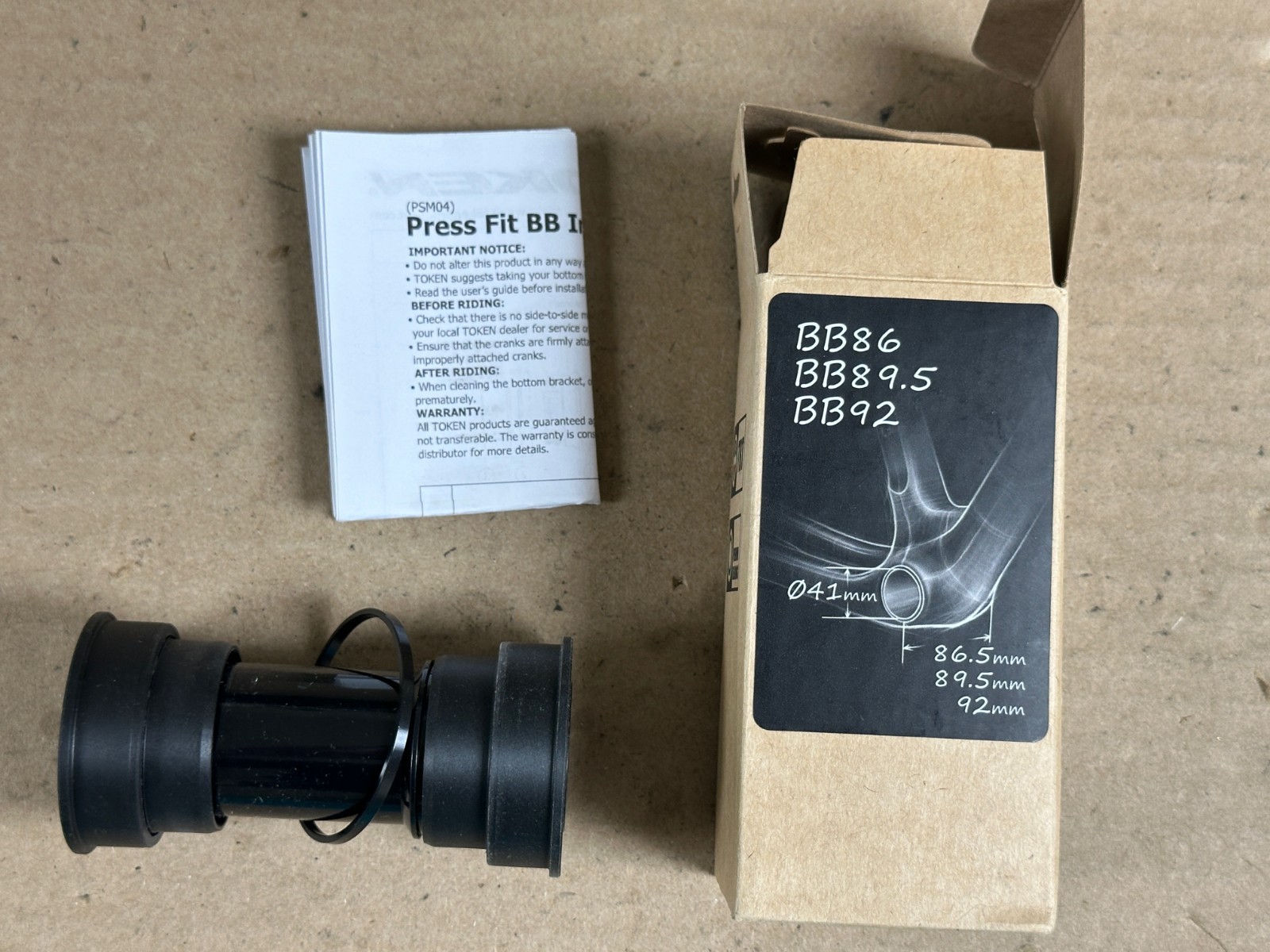 Token BB841PS Press Fit Bottom Bracket – BB86/BB89.5/BB92, Shimano HollowTech II