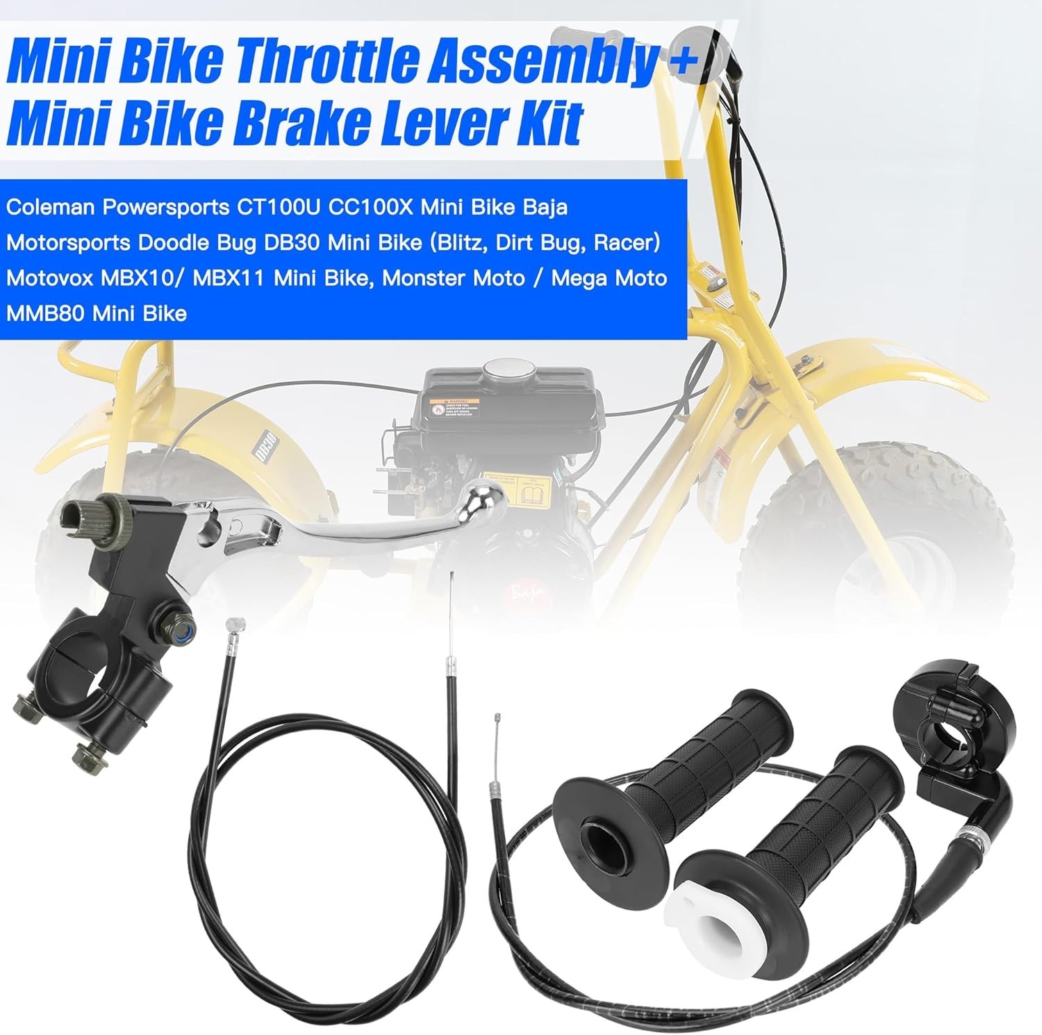 Mini Bike Throttle Assembly Kit Brake Lever for Coleman Baja Doodlebug 22mm