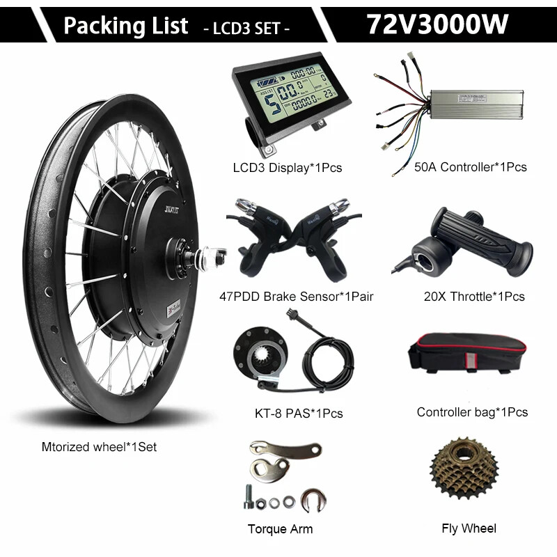 72V 3000W Electric Bicycle 3.0 Tyre Brushless Hub Motor Wheel Dropout 142mm