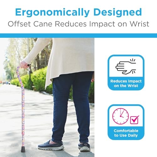 Nova Joy Designer Offset Walking Cane 1 Count (Pack of 1), Butterfly Garden