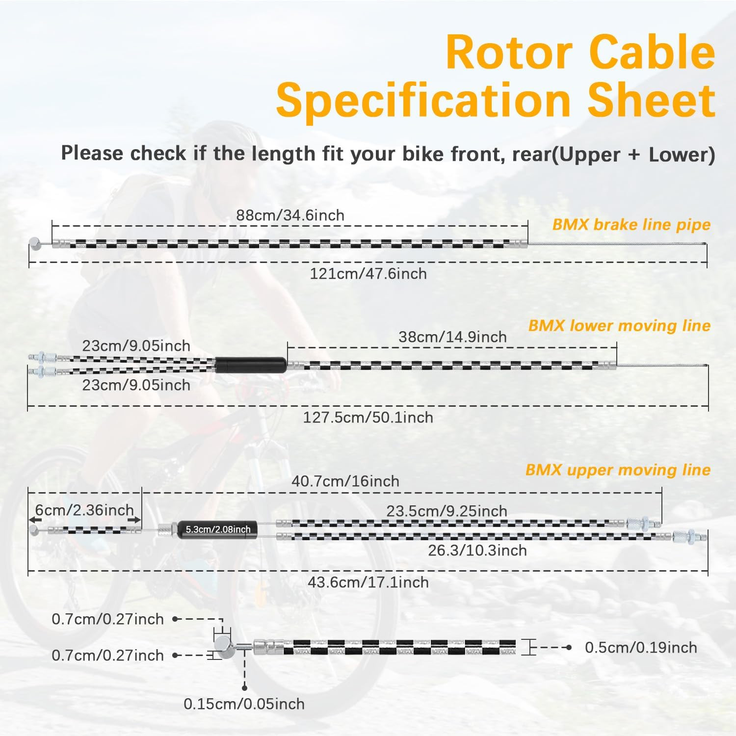 BMX Gyro Brake Cables Front/Rear with Spinner Rotor – Heat-Resistant Stainless