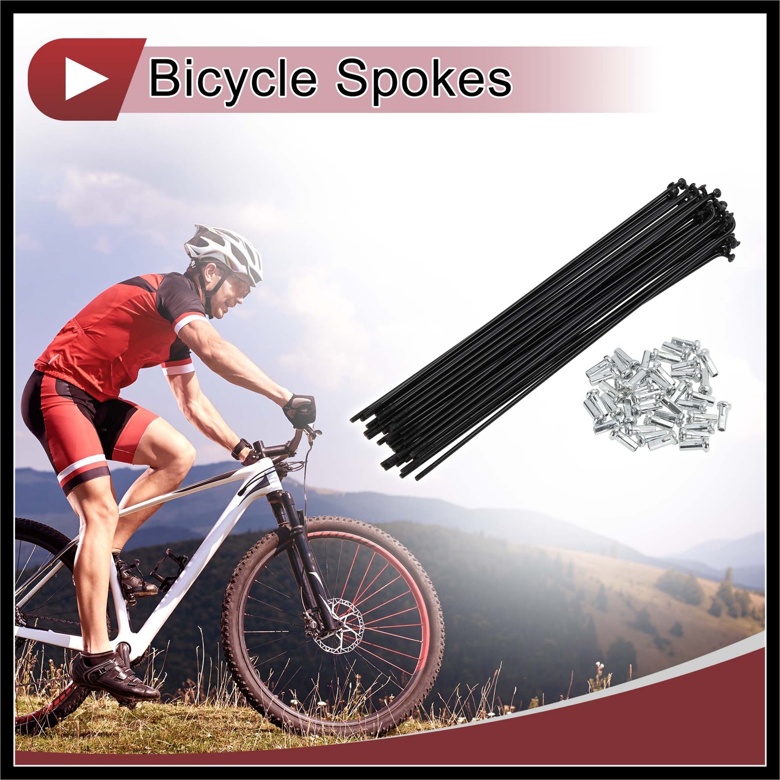 38 Set 14G Bicycle Spoke 178mm Bike Wheel Spoke Carbon Steel