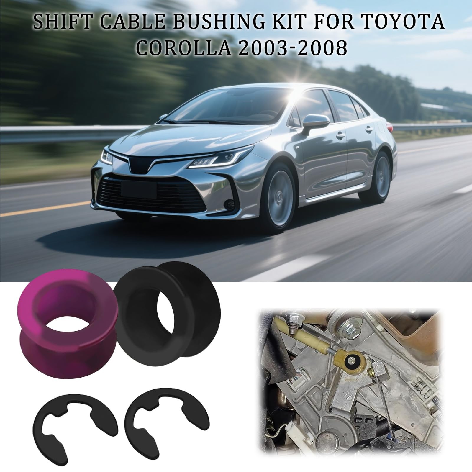 2 PCS Shifter Cable Bushing Repair Set with Clips for Saturn, Toyota, Purple