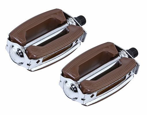Classic VINTAGE Krate Bow Style Bicycle Pedals 9/16″ Brown/Chrome