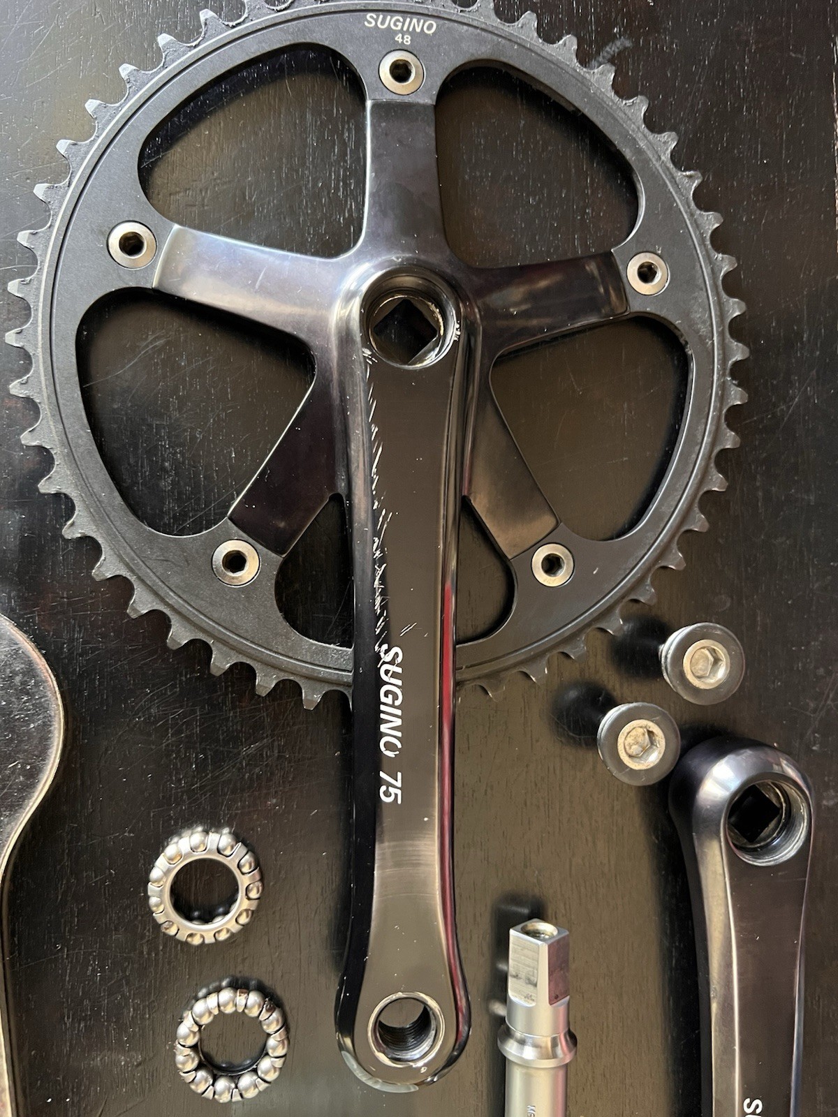 Sugino 75 Track Bike Build Kit Black Silver Crankset Bottom Bracket Tools