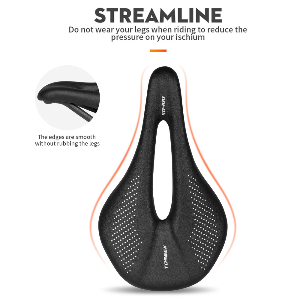 TOSEEK Carbon Rails MTB/Road 143/155mm Bike Saddle Super Light Leather Cushions