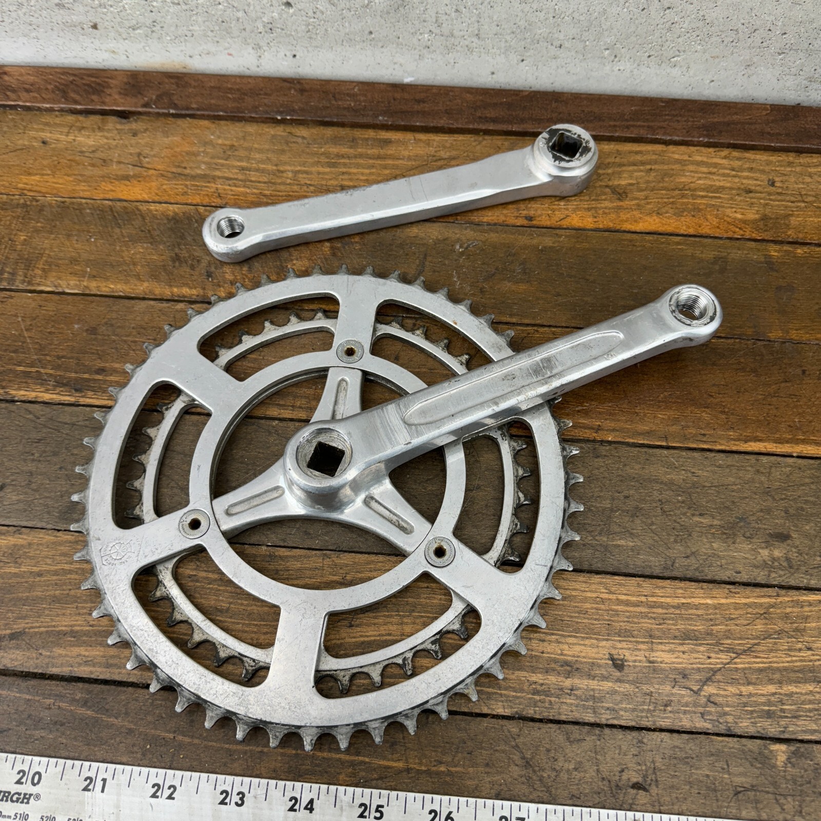 Vintage TA Professional Crank Set 170 mm 3 Arm 1970s France Eroica 3 Hole Alloy