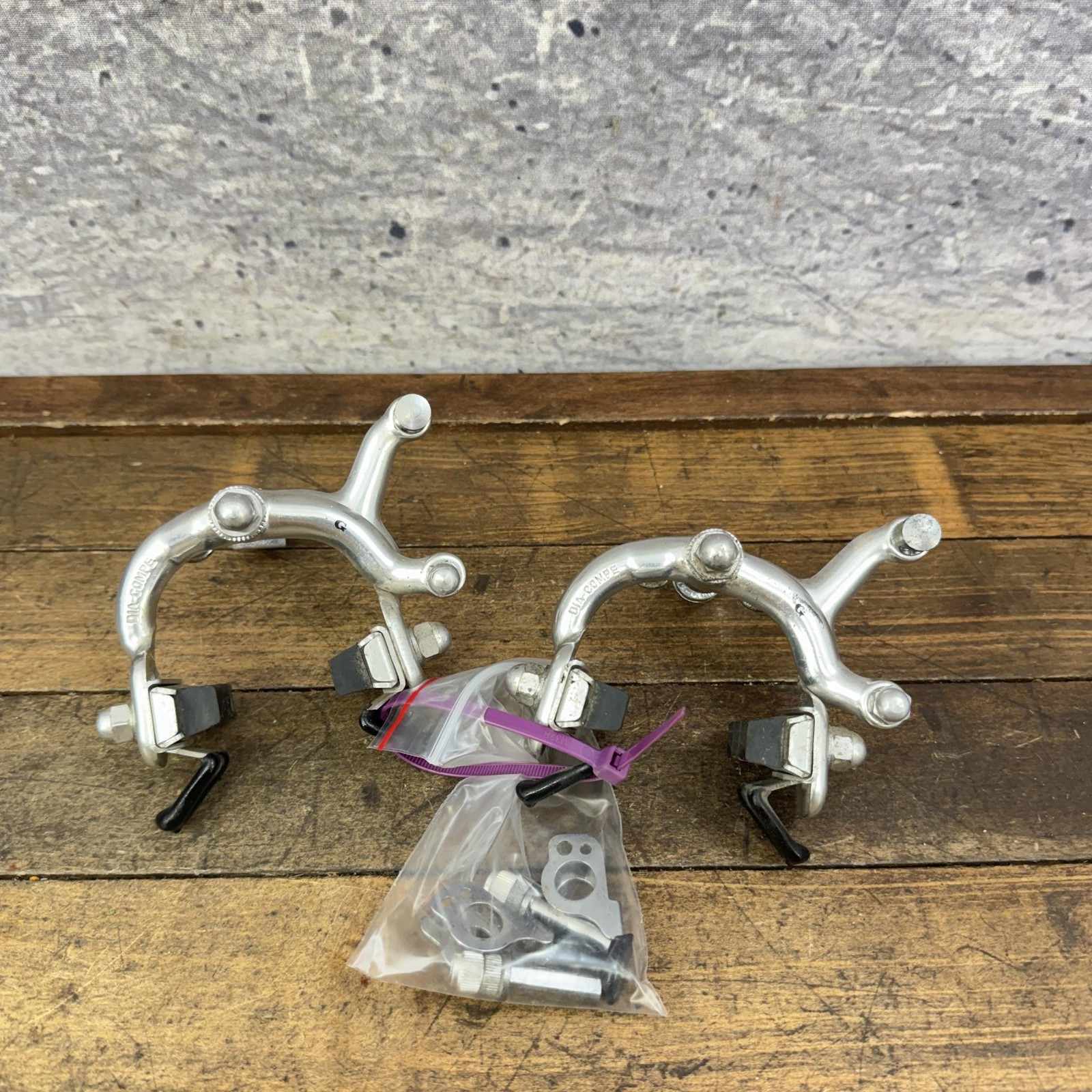 Vintage Dia Compe G Caliper Brakes Set Side Pull Silver Japan 80s 82 Front Rear