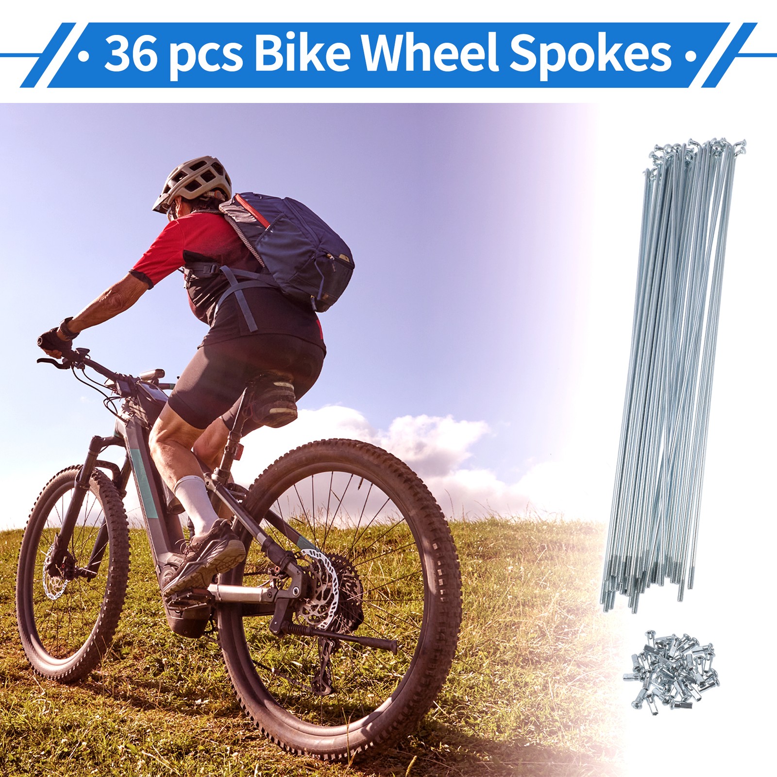 1 Set 12G 260mm Length Bicycle Spokes Nipple Carbon Steel Galvanized Universal