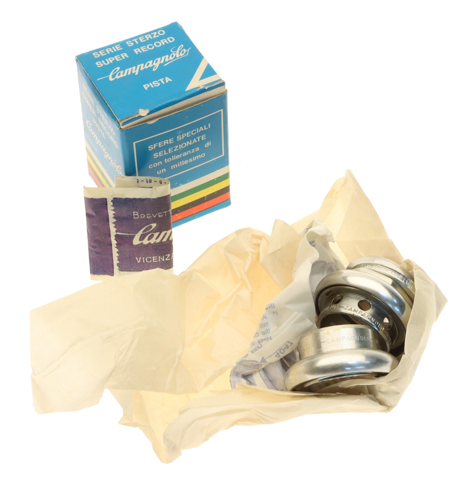 Campagnolo Super Record Pista Headset 1″ Threaded Silver Italian Track NOS NEW