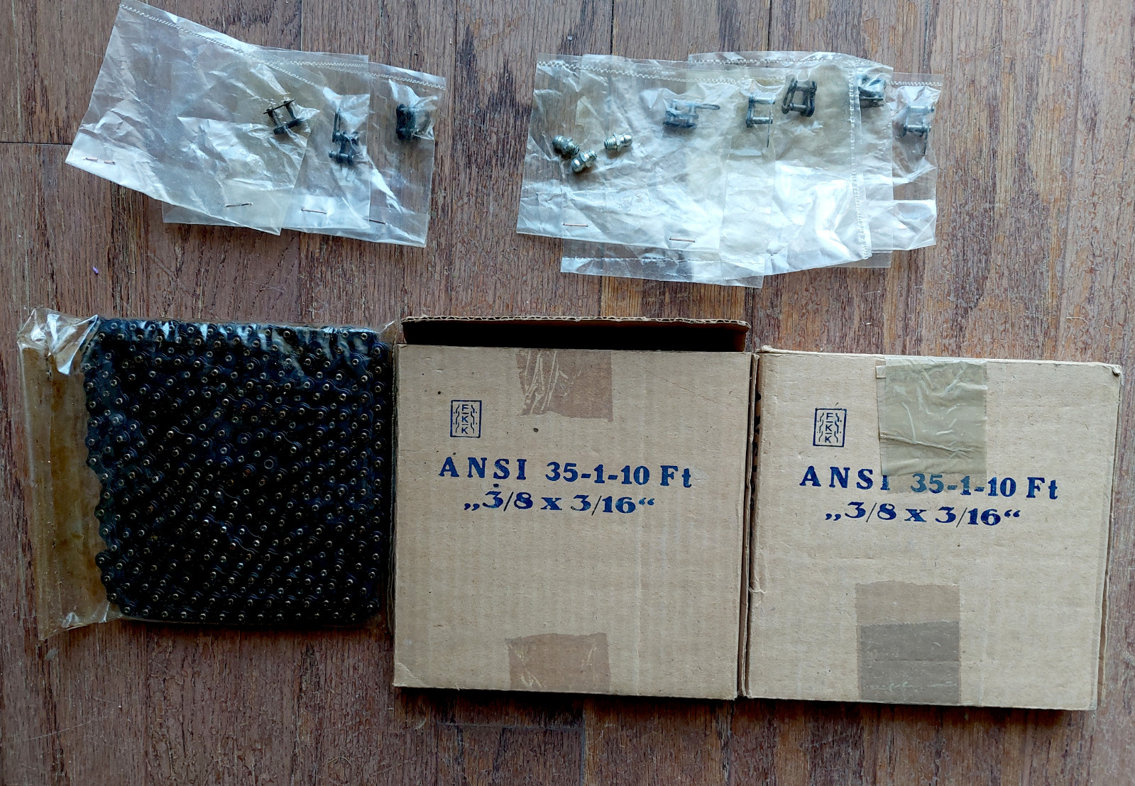 Bicycle Chain 2# Packs, 8# links- Ansi 35-1-10Ft; 3/8” x 3/16”