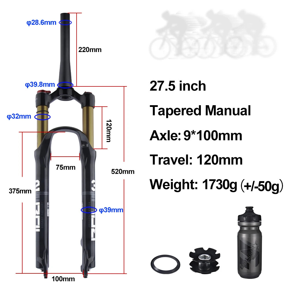 26/27.5/29Inch Mountain Bike Air Supension Frok 120mm Air and Oil Remote QR Fork