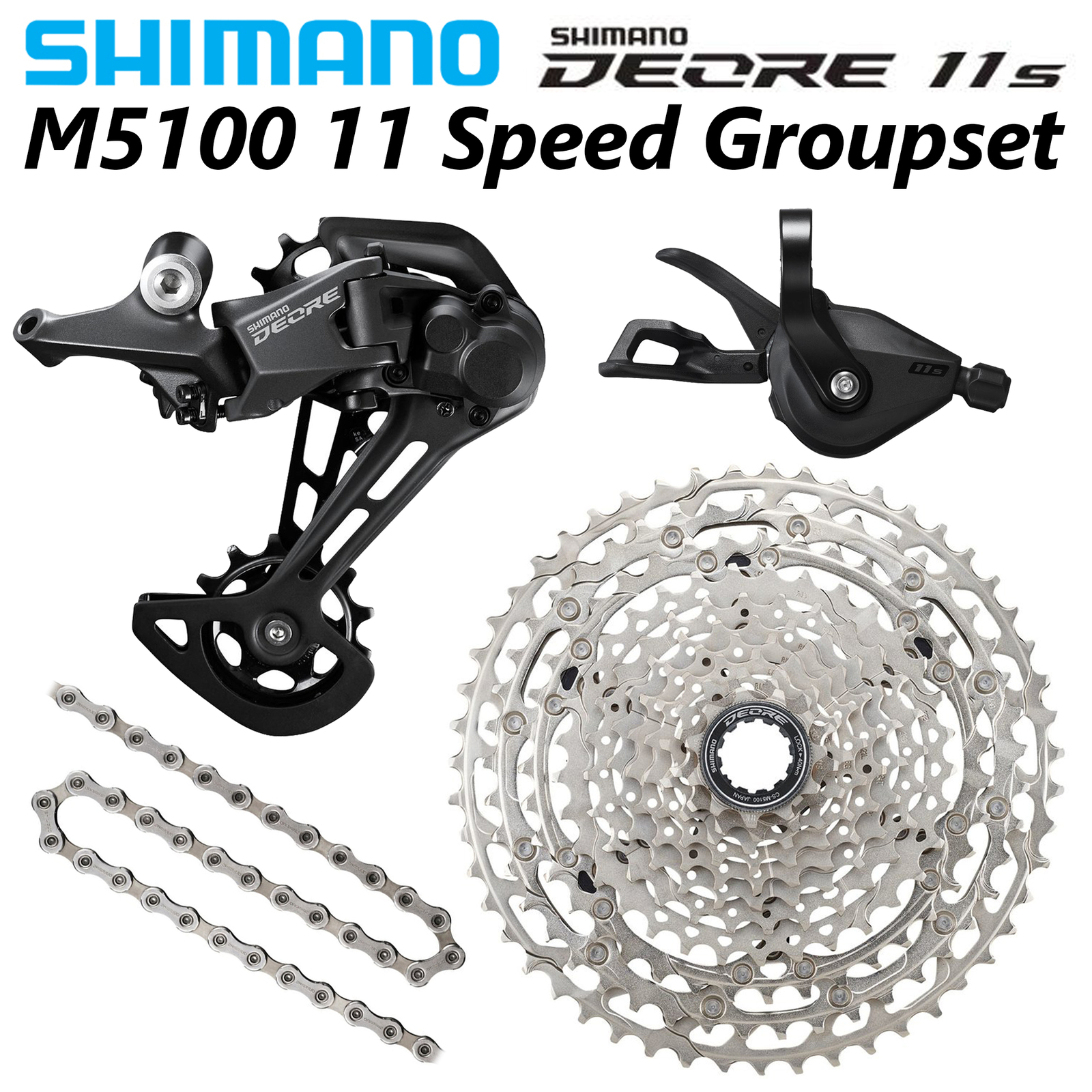 Shimano DEORE M5100 1×11 Speed Groupset 11-51T SL+RD CS-M5100 HG601 4Pcs/Kit OE