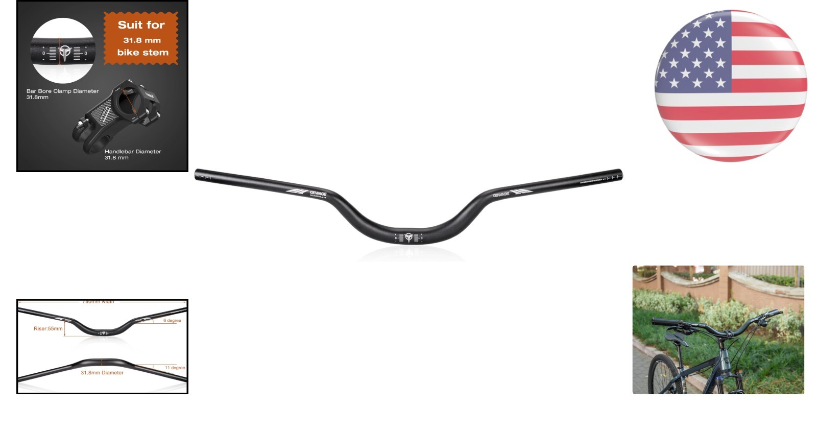 Ergonomic 31.8mm Aluminium Handlebar for Mountain Bikes – 780mm Width Options