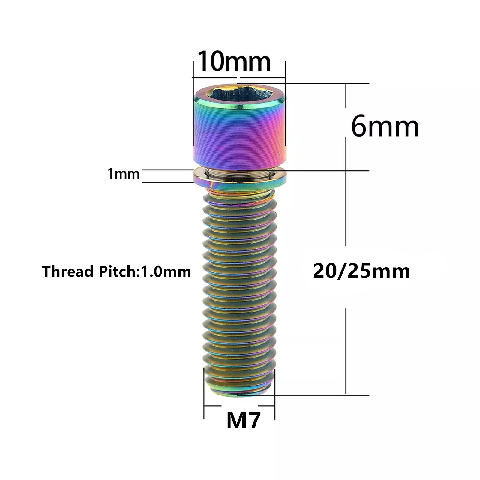 New Colorful Titanium Ti Bolt Screw M7x20mm Washer Allen Head
