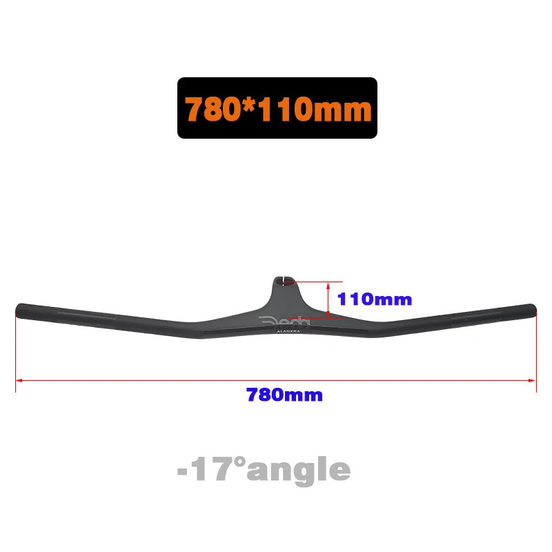 Integrated MTB Handlebar -17° Cockpit Carbon Fibre XC Handlebar 28.6mm 720-800mm